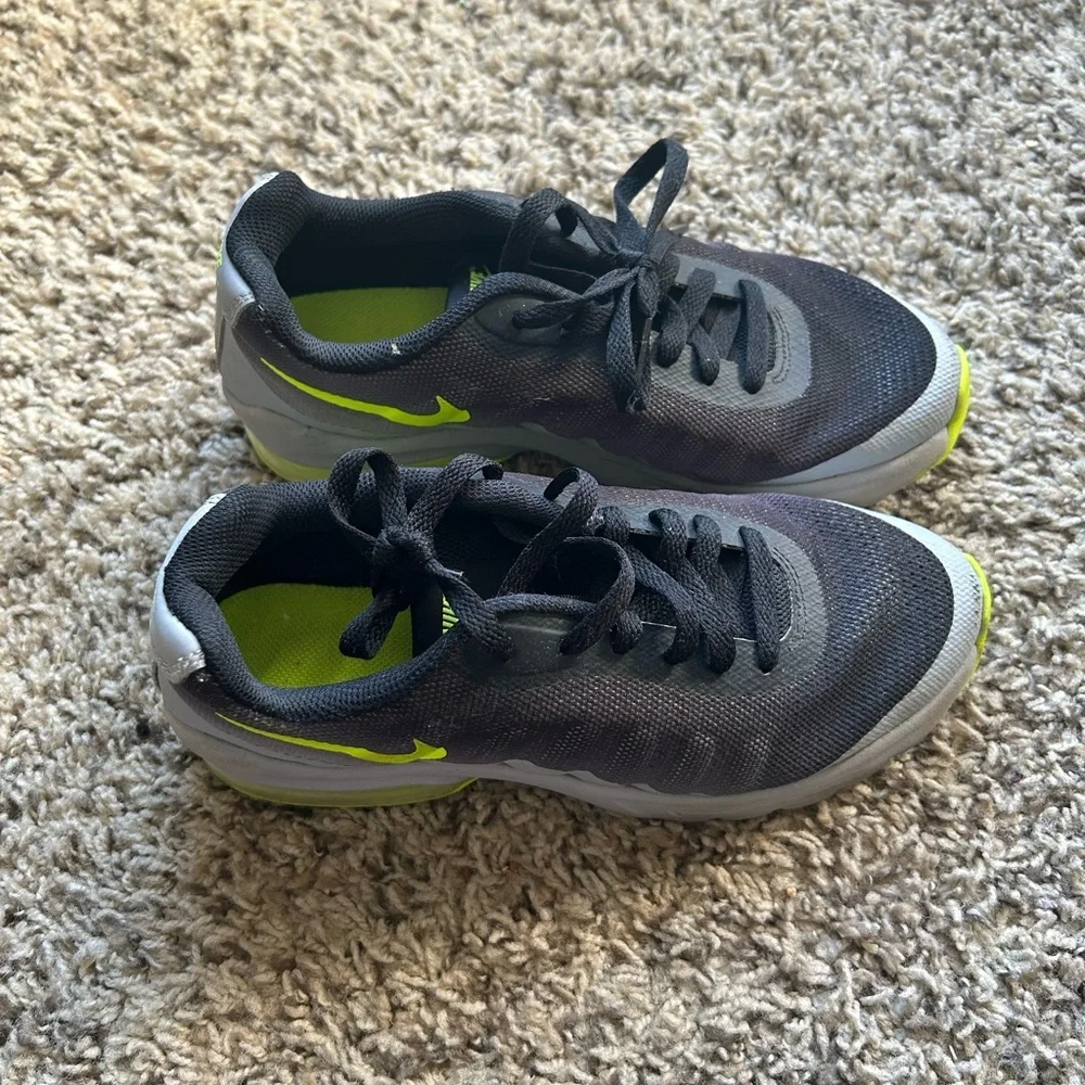 Nike Kids Black and Neon Green Athletic Shoes